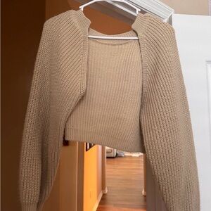 knit ribbed cropped bolero cardigan